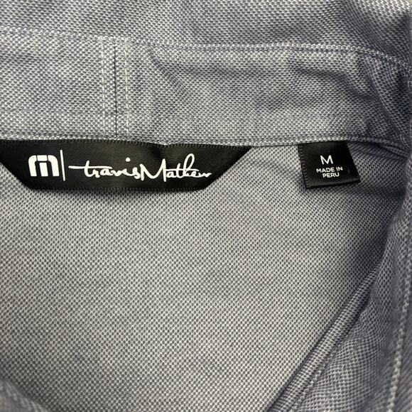 Travis Mathew Polo Shirt Mens Medium Blue Stretch Quick Dry Preppy Golf - Picture 3 of 10